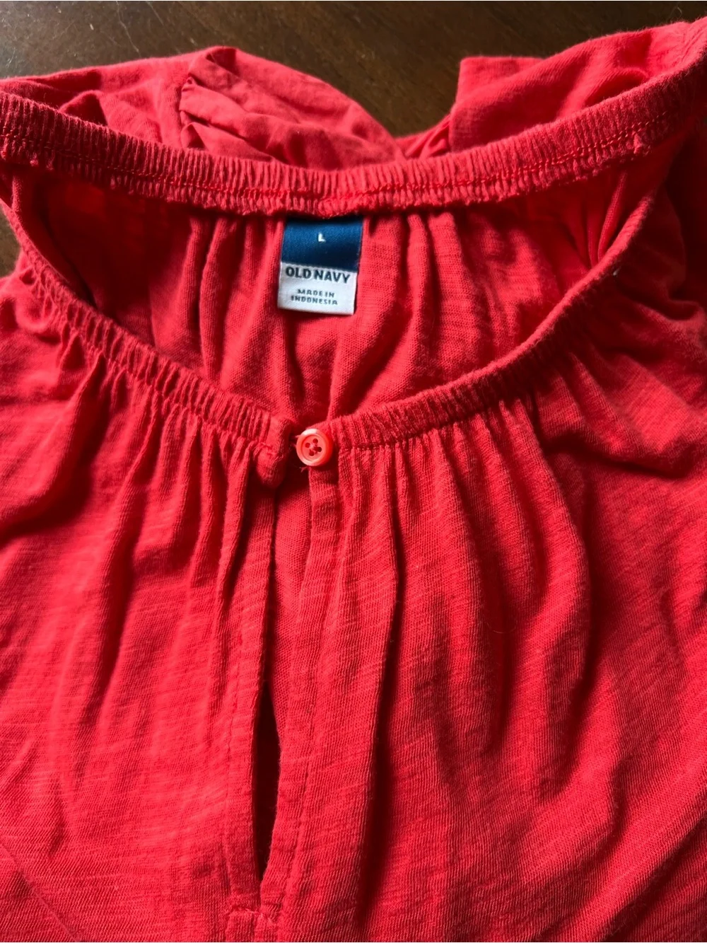 Women's Red Puff Sleeve Slub Knit Top